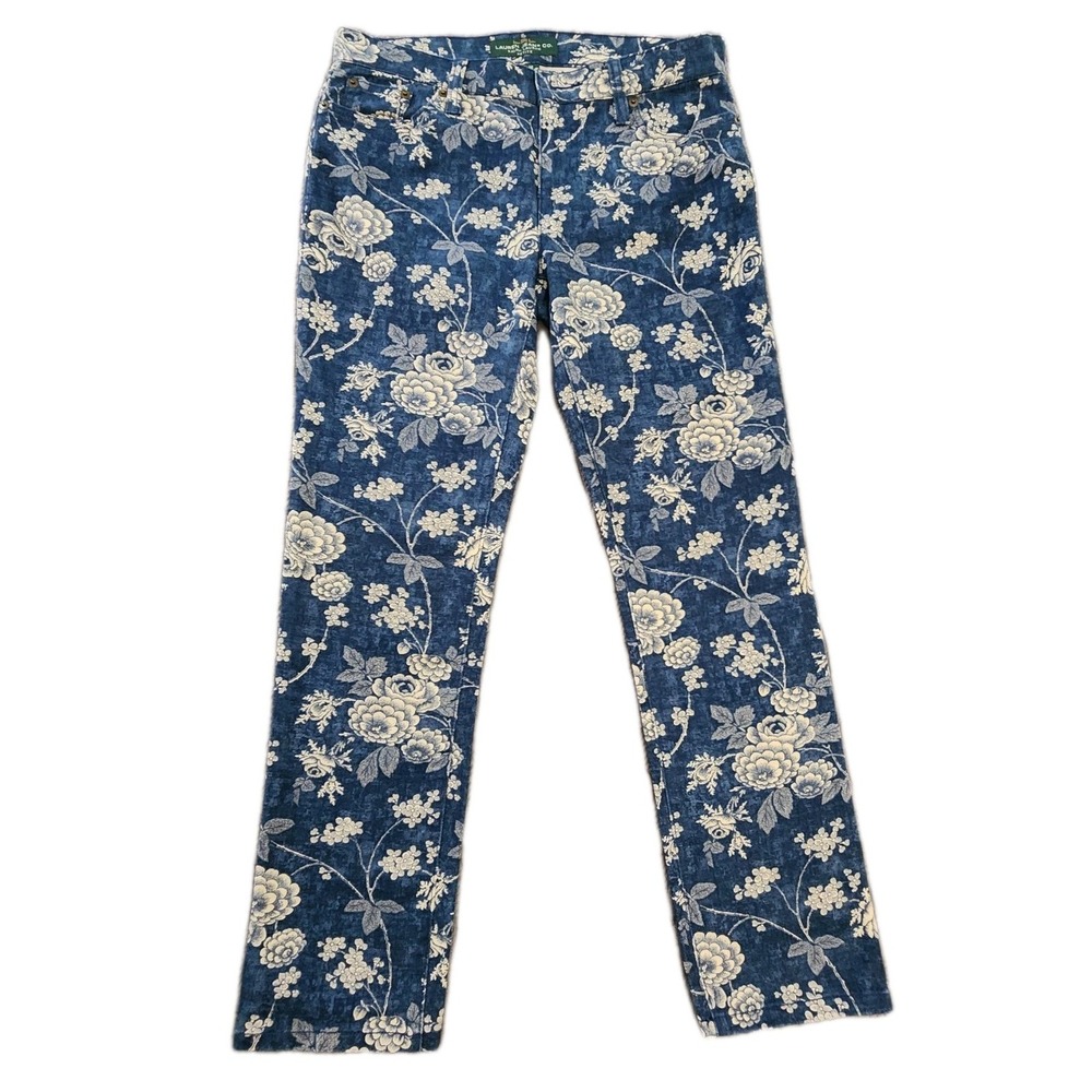 Ralph Lauren Jeans 4P LRL Floral Denim Pants Coastal Cottage Vintage Chic‎ Boho